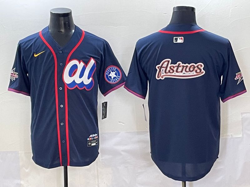 Men 2025 Houston Astros Blank Drak Blue All star Nike MLB Jersey style 7->houston astros->MLB Jersey